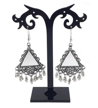 IRENES Antique Silver Oxidized Afghani Earrings