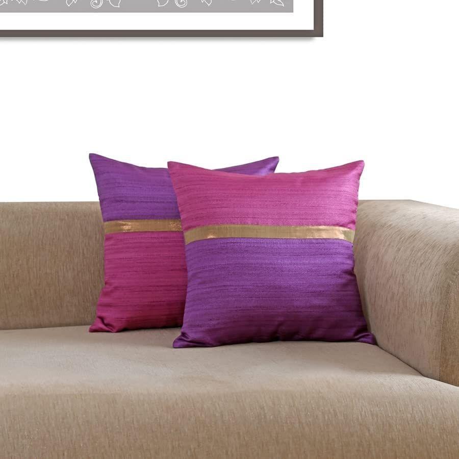 Set of 2 pcs Mauve & Pink Solid cushion cover 16"x16"(PCC112MP_C)