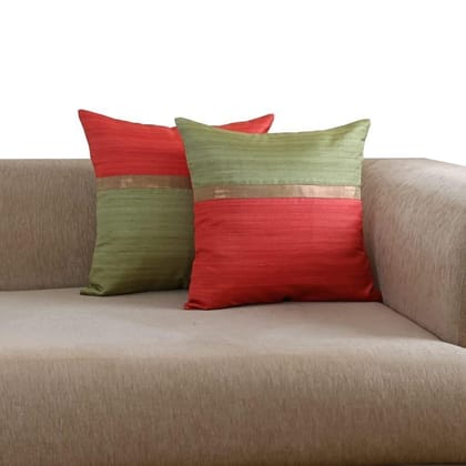 Set of 2 pcs Red & Green Solid cushion cover 16"x16"(PCC112RG_C)