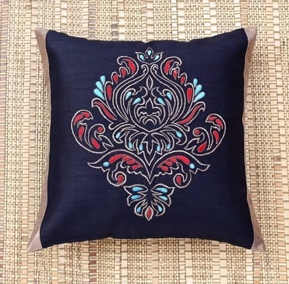 ANS Black Ornamental Single Big Gold Embroidered cushion cover