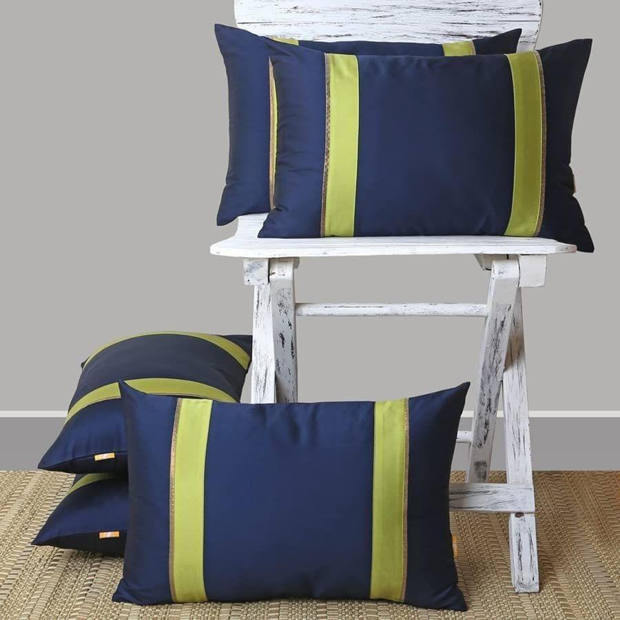 Set of 5 pcs Solid Navy Blue Tuffeta cushion cover 12"x18"(PCC114NL_S5)