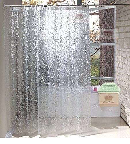 HOMECROWN Unique 3D Pebble Pattern Semi-Transparent PVC Coin Design Waterproof Shower Curtain for Bathroom with 8 Hooks (Clear, Transparent, 4 x 7 ft, 54 x 84 Inch)