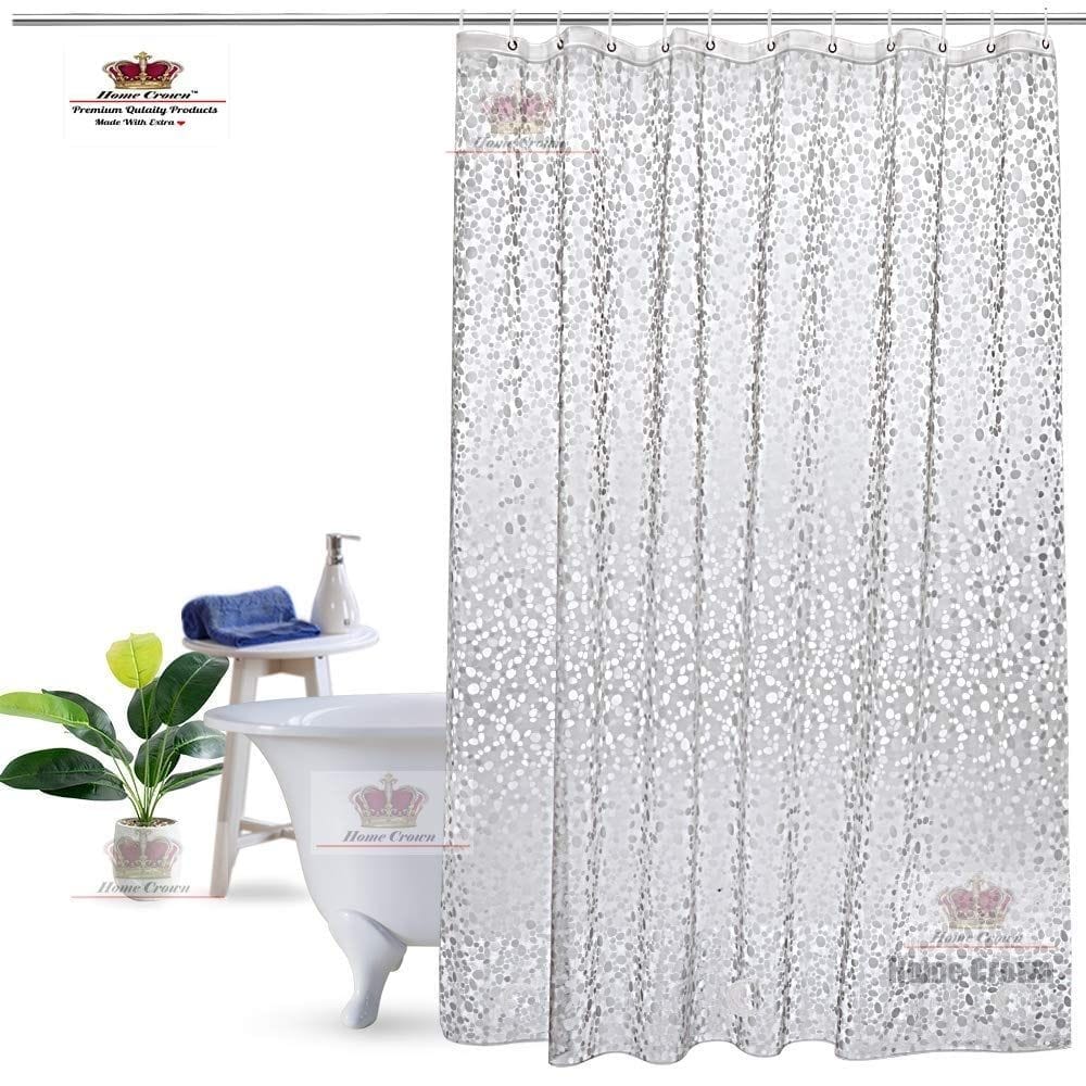 HOMECROWN PVC 3D Pebble Designer Curtain with Hooks (Clear, 7 Feet)