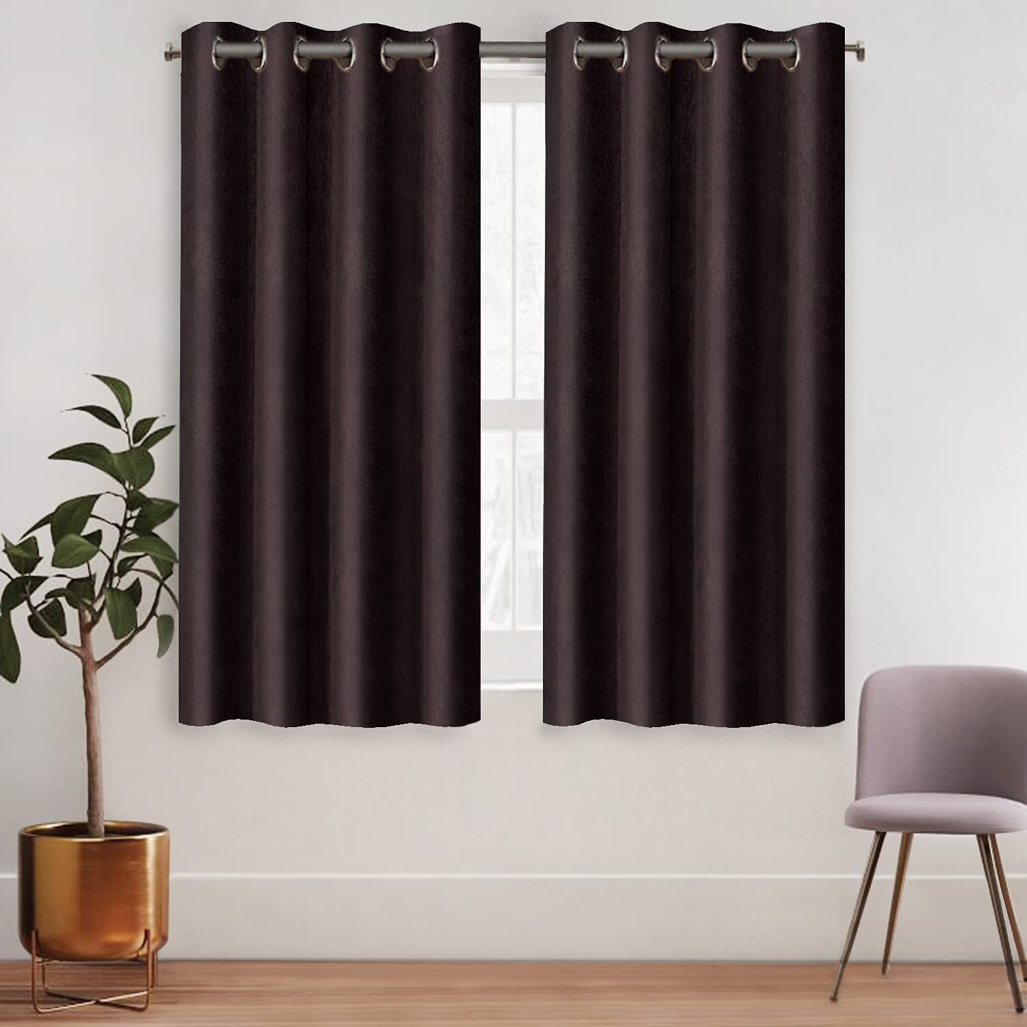 HOMECROWN Polyester Curtains for Door 5 Feet Long | Medium Window Curtain | Yarn Weaved Parda | Modern Parde for Living Room Bedroom |(Brown, 1pc Only)