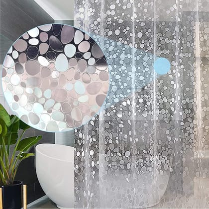 HOMECROWN 3D Stone Design Waterproof Plastic 7 Feet Transparent Bathroom Shower Curtain with 8 Hooks, Clear, 54 x 84 Inch