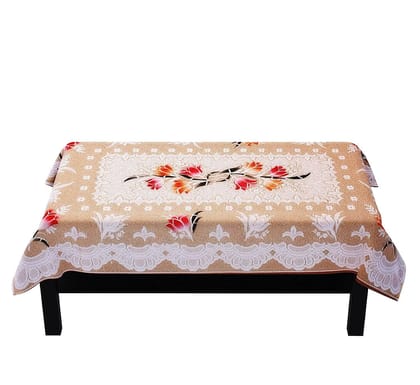 HOMECROWN Floral Design Cotton Faric Table Cover for 4 Seater Dining Table and Centre Table (60x40 Inch, Brown)