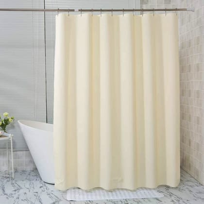 HOMECROWN Stripe Design Waterproof Shower Curtain for Bathroom, 7x4 Feet Plastic Curtain with 8 Hooks ? 54 x 84 Inch, Cream