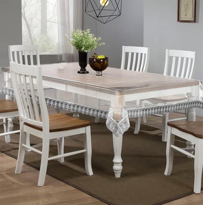 HOMECROWN Clear Transparent Plastic 6 Seater Waterproof Dining Table Cover - 60x90 Inch Size with Beautiful Lace Border