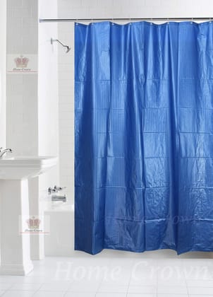 HOMECROWN Stripe Design Waterproof Shower PVC Curtain with 8 Hooks (4 x 7 Feet, 54 Inch x 84 Inch, Blue)