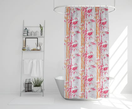 HOMECROWN Floral Design Waterproof Shower Curtain for Bathroom - PVC Plastic Water Repellent Curtain with 8 Hooks 7 X 4 Feet, Pink Color Pack of 1