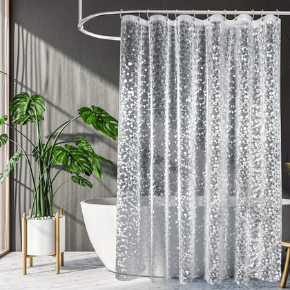 HOMECROWN PVC Plastic 3D Cobblestone Design Waterproof Shower Curtain for Bathroom with 8 Hooks Semi-Transparent Clear Color, 7 Feet, 54 x 84 Inch