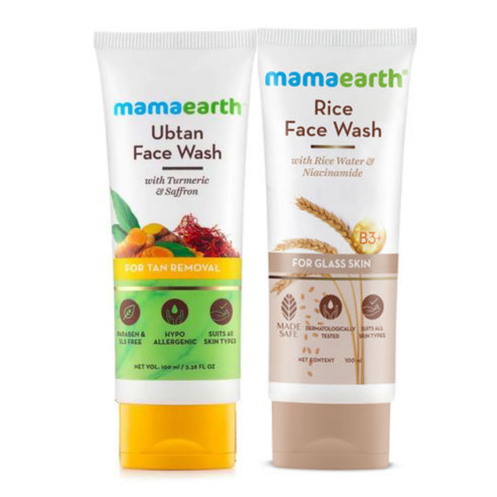 MAMAEARTH Ubtan + Rice facewash Combo (Pack of 2)