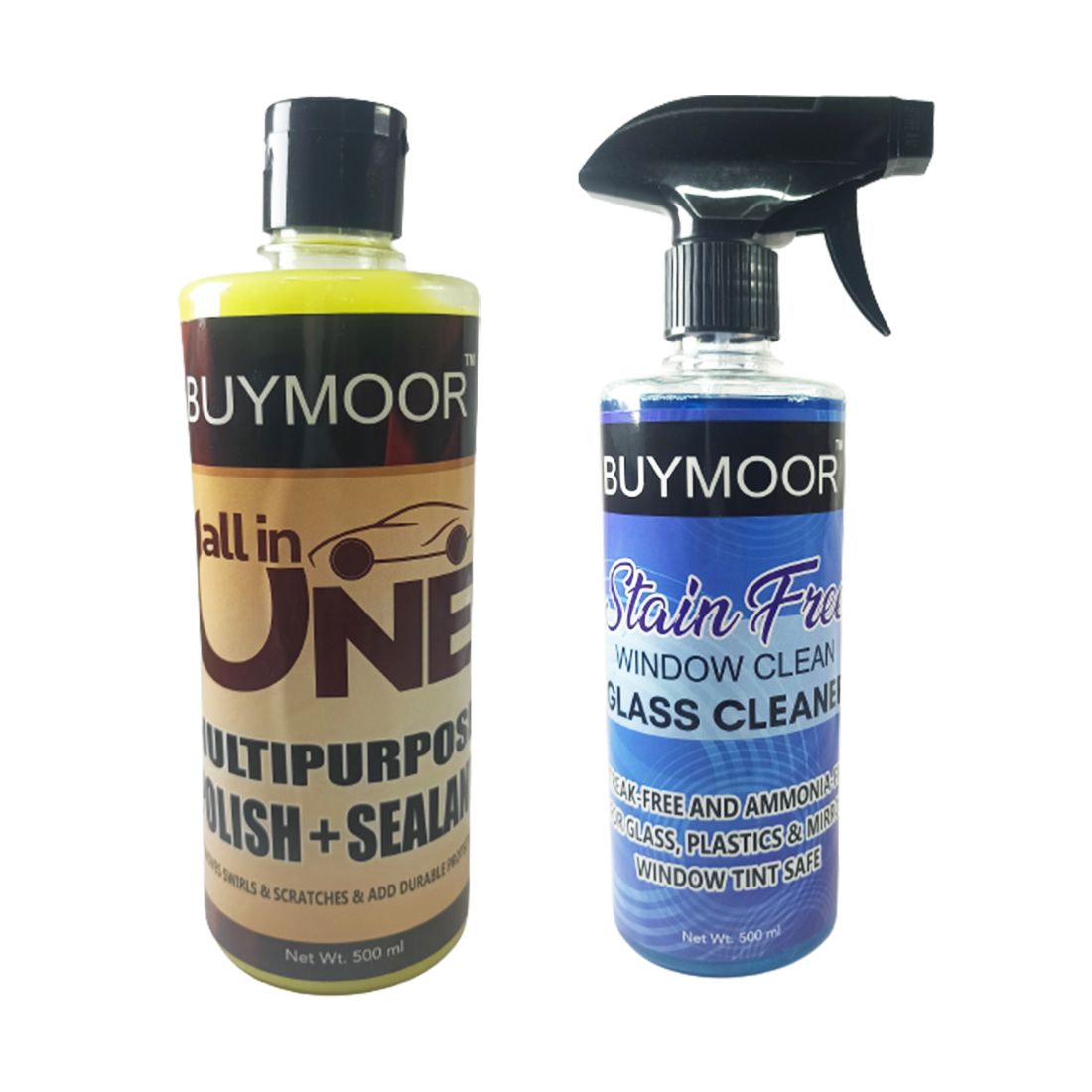 BUYMOOR  All-in-One Car Polish & Stain-Free Window Cleaner 1000 ML (pack of  2)