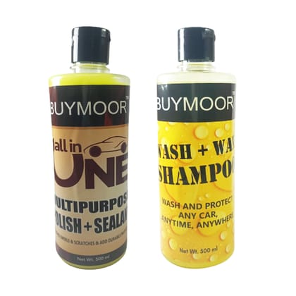 BUYMOOR  All-in-One Car Polish & Wash+Wax Shampoo for All Cars 1000 ML (pack of  2)