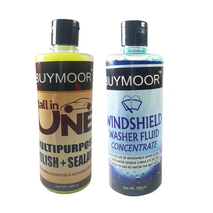 BUYMOOR  All-in-One Car Polish & Windshield Washer Fluid Concentrate 1000 ML (pack of  2)