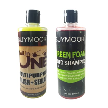 BUYMOOR  All-in-One Car Polish & Green Foam Auto Shampoo 1000 ML (pack of  2)