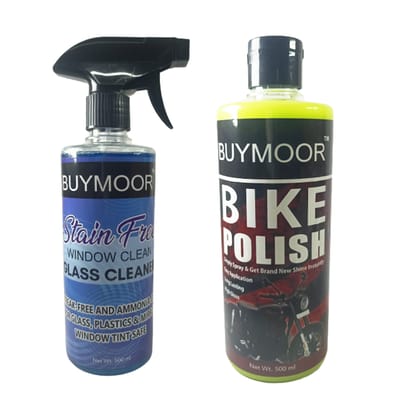 BUYMOOR Stain-Free Window Cleaner & Premium Bike Polish 1000 ML (pack of  2)