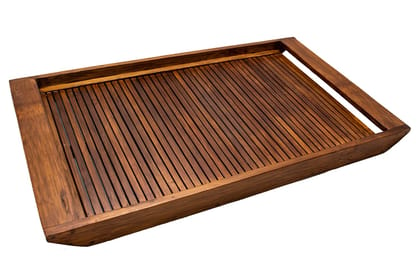 Tribes India Wooden Serving Tray Handmade (Brown)