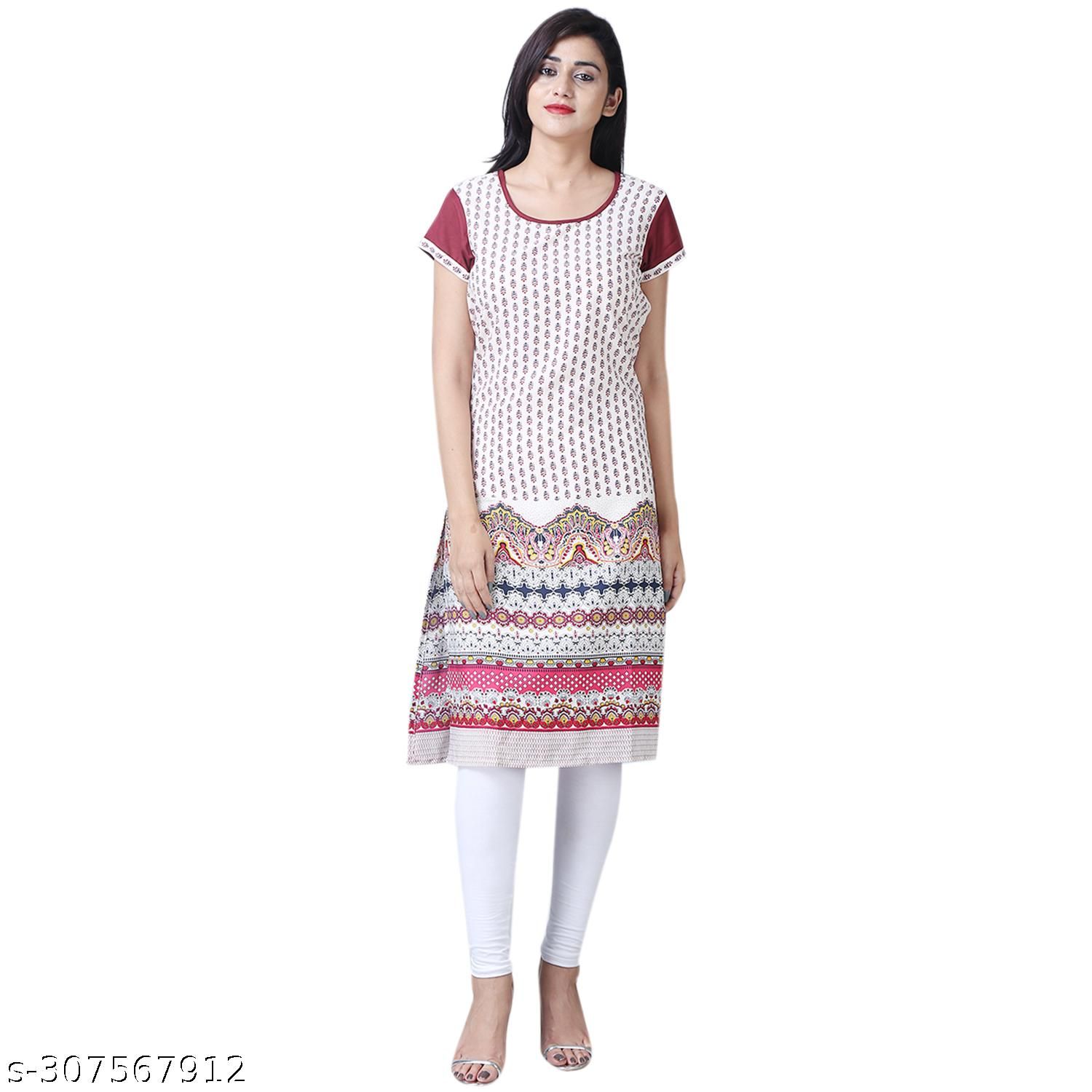 EYIC Women White Cotton Kurti