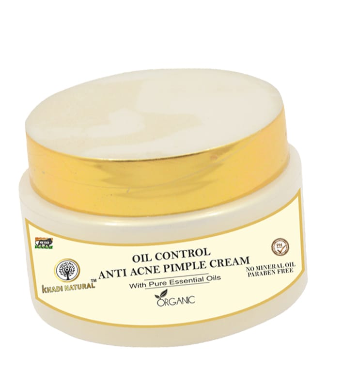 Khadi Natural Oil Control Anti-Acne Pimple Cream 50 G - Acne-Fighting and Oil-Balancing Cream for Clear, Healthy Skin - Natural Skincare