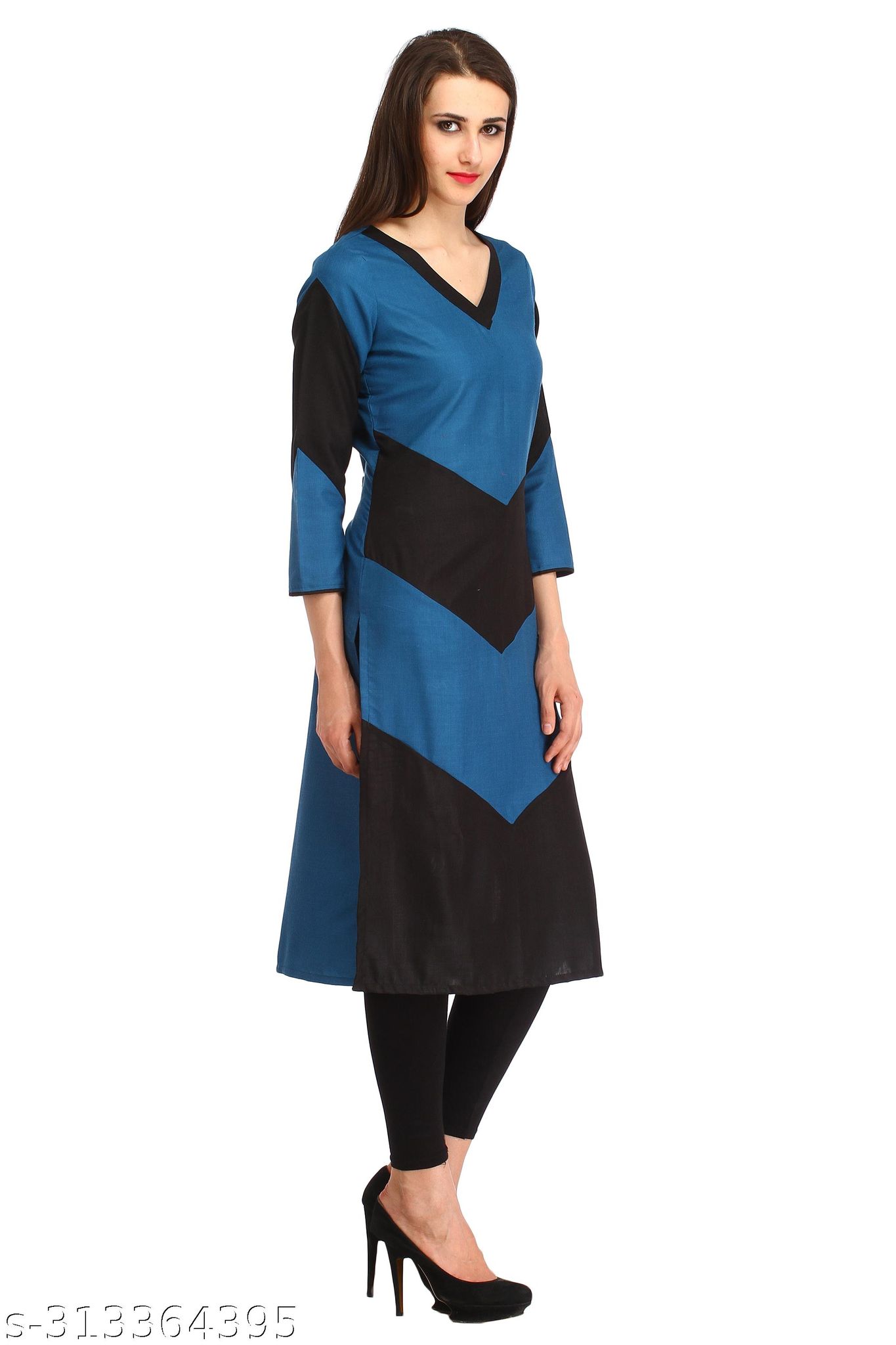 EYIC women cotton blue & black mix colour kurti