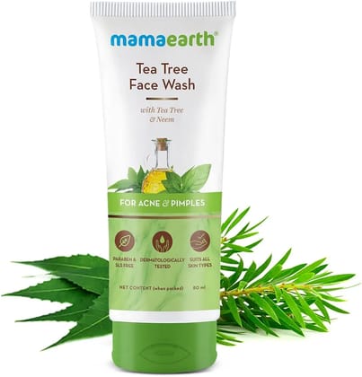 Mamaearth Tea Tree Natural Face Wash for Acne & Pimples Wash 100 ml - For Normal & Dry Skin