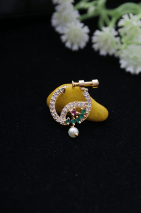 Zeello Gold Plated Simple  Peals Alloy Maharashtrian Nath Nathiya./ Nose Pin for women