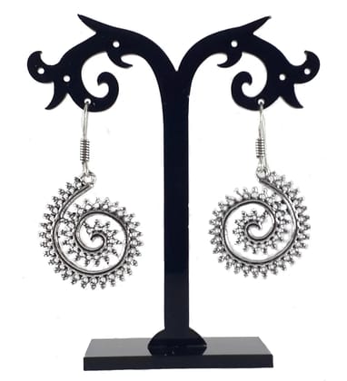 IRENES Antique Silver Oxidized Spiral Dangle Earrings