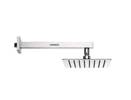 ANMEX 4X4 (4Inch) Stainless Steel UltraSlim Square Rain Shower Head with 9 inch square arm