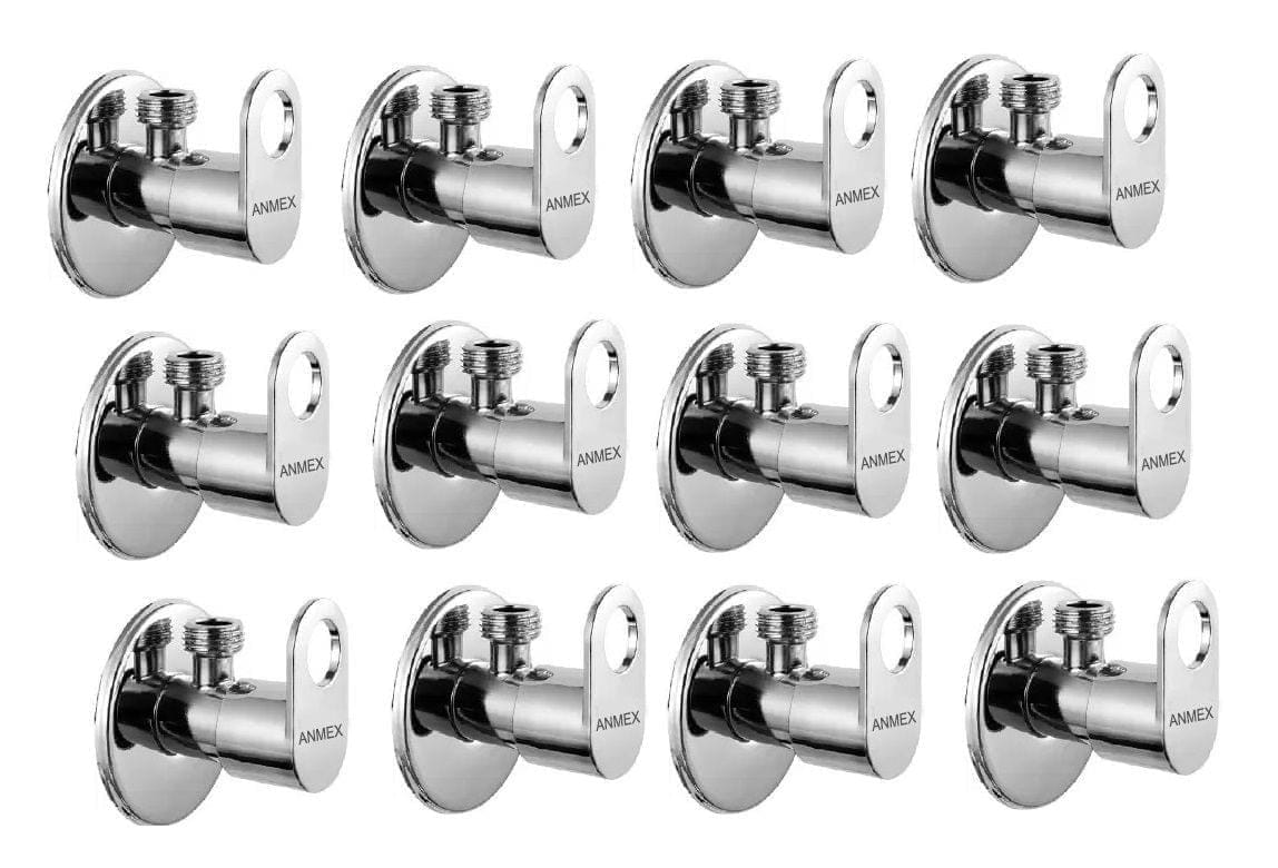 ANMEX Premium quality stainless steel MAXX Angle Valve Cock Chrome Plated - SET OF 12