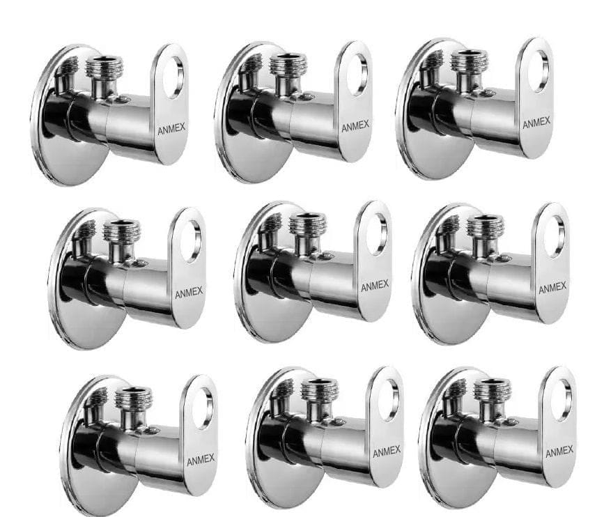 ANMEX Premium quality stainless steel MAXX Angle Valve Cock Chrome Plated - SET OF 9