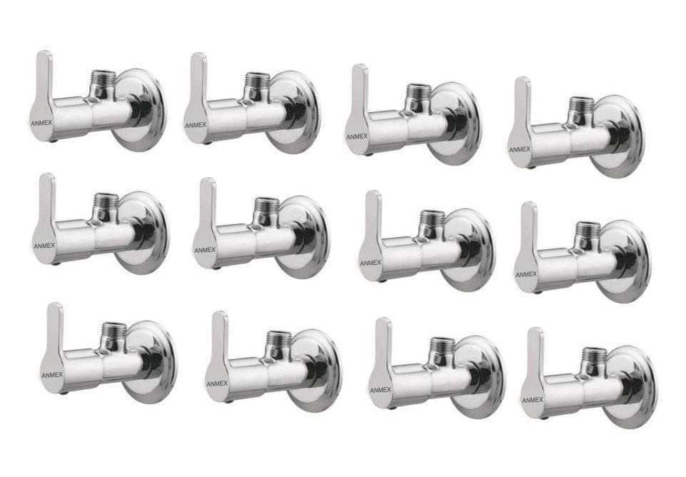 ANMEX Premium quality stainless steel FLORA Angle Valve Cock Chrome Plated - SET OF 12