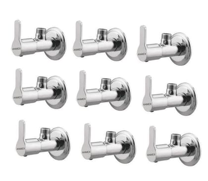 ANMEX Premium quality stainless steel FLORA Angle Valve Cock Chrome Plated - SET OF 9