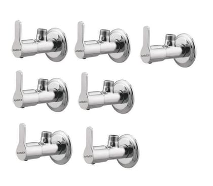 ANMEX Premium quality stainless steel FLORA Angle Valve Cock Chrome Plated - SET OF 7