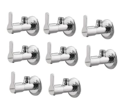 ANMEX Premium quality stainless steel FLORA Angle Valve Cock Chrome Plated - SET OF 8