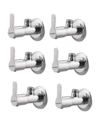 ANMEX Premium quality stainless steel FLORA Angle Valve Cock Chrome Plated - SET OF 6