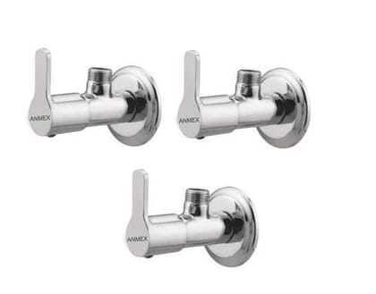 ANMEX Premium quality stainless steel FLORA Angle Valve Cock Chrome Plated - SET OF 3