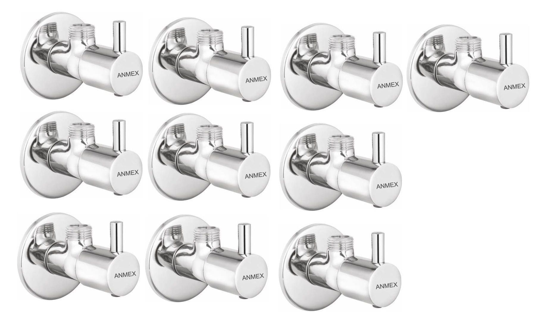 ANMEX Premium quality stainless steel TURBO Angle Valve Cock Chrome Plated - SET OF 10