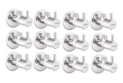 ANMEX Premium quality stainless steel TURBO Angle Valve Cock Chrome Plated - SET OF 12