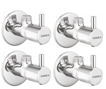 ANMEX Premium quality stainless steel TURBO Angle Valve Cock Chrome Plated - SET OF 4