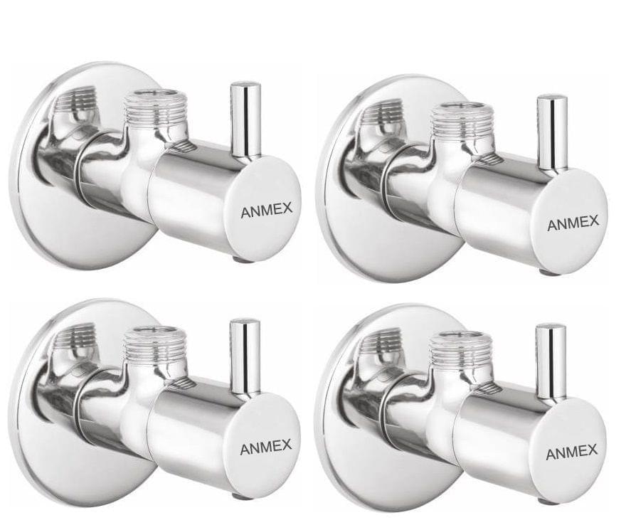 ANMEX Premium quality stainless steel TURBO Angle Valve Cock Chrome Plated - SET OF 4