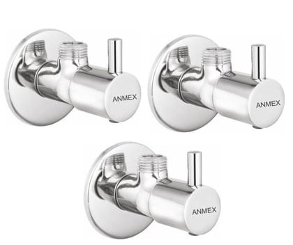 ANMEX Premium quality stainless steel TURBO Angle Valve Cock Chrome Plated - SET OF 3