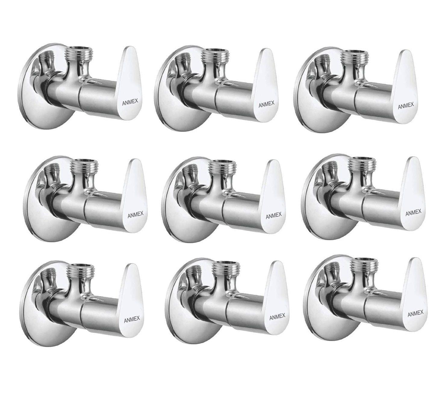 ANMEX Premium quality stainless steel JAZZ Angle Valve Cock Chrome Plated - SET OF 9