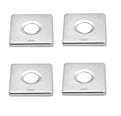 ANMEX SQUARE Wall Flange | Premium Grade Stainless Steel Coral Wall Flange for Kitchen Taps/Bathroom Taps/Faucets Pack of 4 (Chrome Plated)