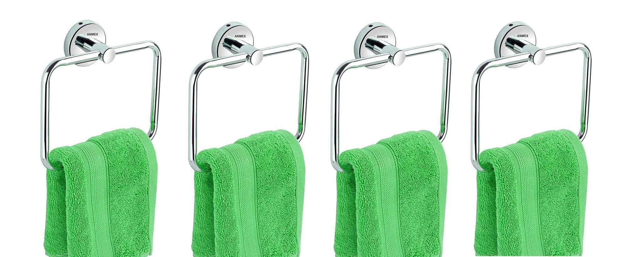 ANMEX SQUARE Stainless Steel Towel Ring for Bathroom/Wash Basin/Napkin-Towel Hanger/Bathroom Accessories - PACK OF 4