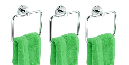 ANMEX SQUARE Stainless Steel Towel Ring for Bathroom/Wash Basin/Napkin-Towel Hanger/Bathroom Accessories - PACK OF 3