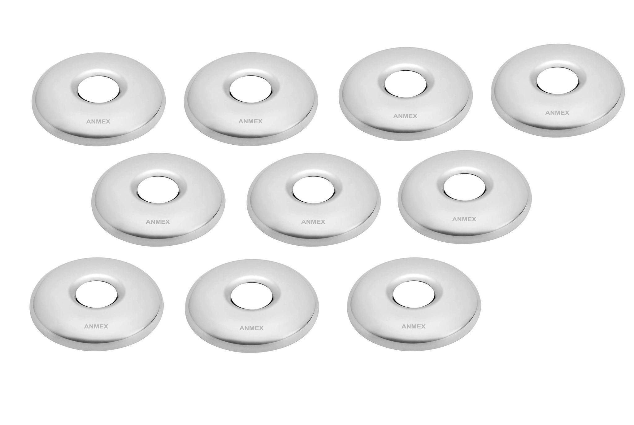 ANMEX Round Wall Flange | Premium Grade Stainless Steel Coral Wall Flange for Kitchen Taps/Bathroom Taps/Faucets Pack of 10 (Chrome Plated)