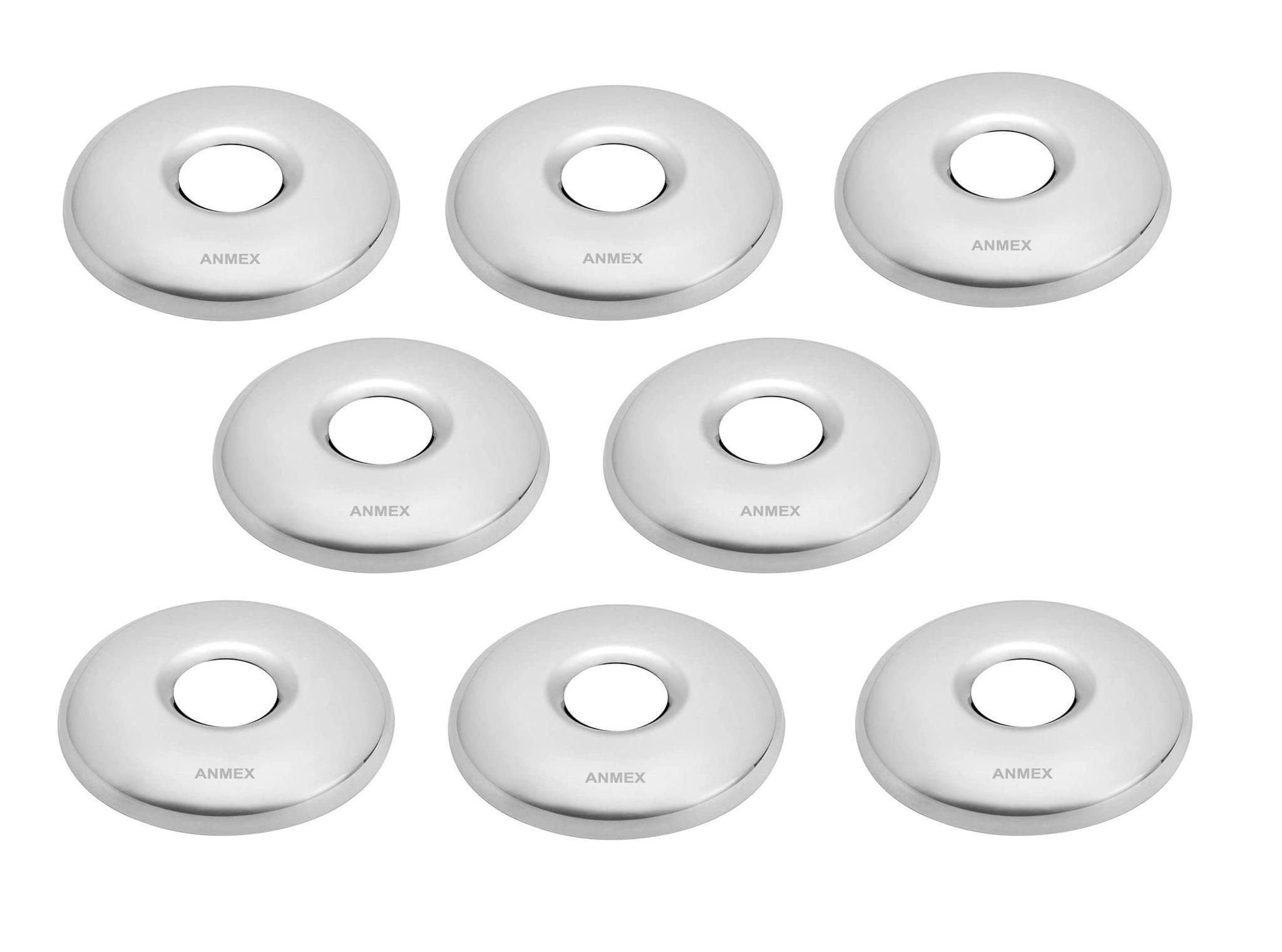 ANMEX Round Wall Flange | Premium Grade Stainless Steel Coral Wall Flange for Kitchen Taps/Bathroom Taps/Faucets Pack of 8 (Chrome Plated)