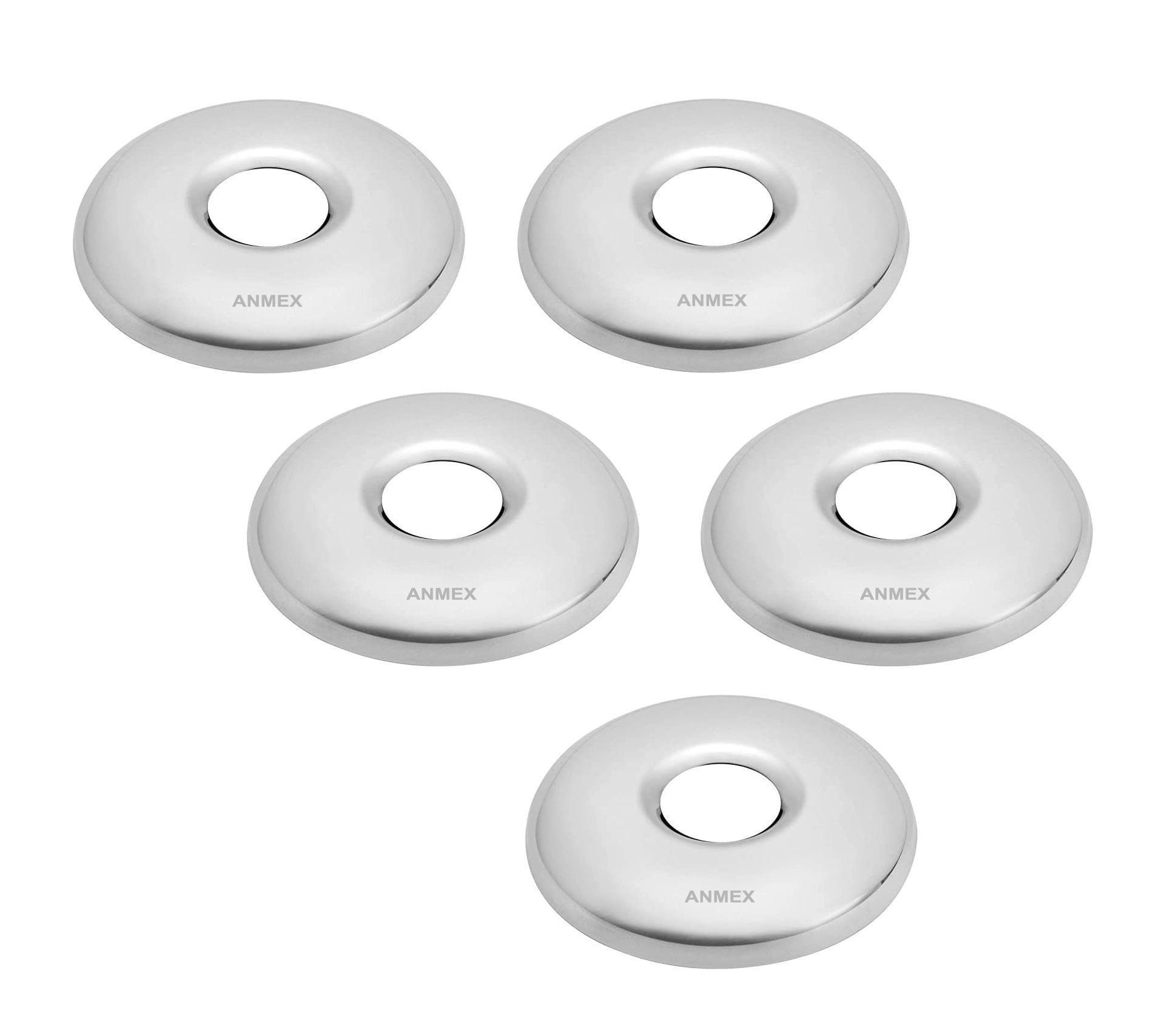 ANMEX Round Wall Flange | Premium Grade Stainless Steel Coral Wall Flange for Kitchen Taps/Bathroom Taps/Faucets Pack of 5 (Chrome Plated)