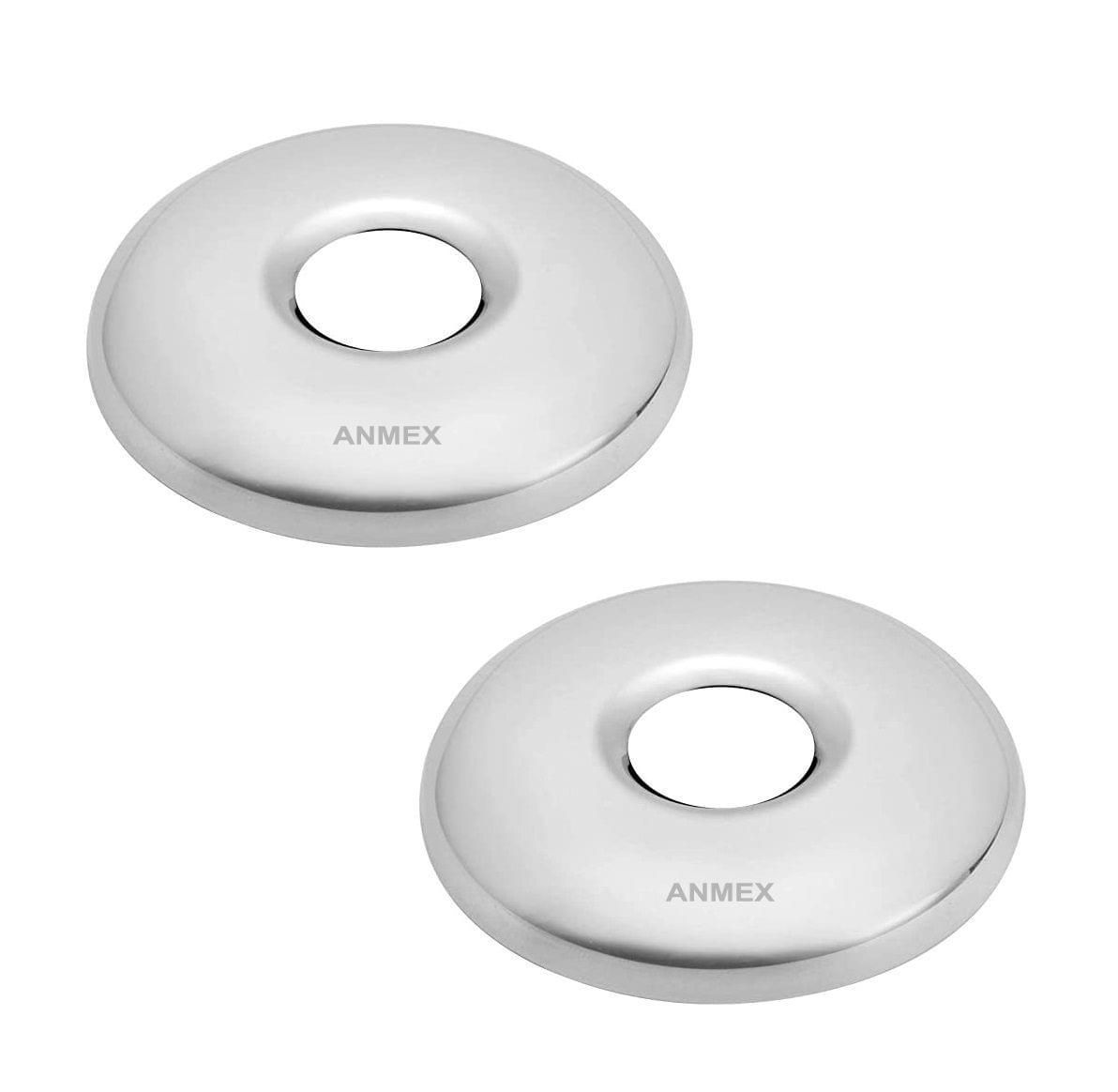 ANMEX Round Wall Flange | Premium Grade Stainless Steel Coral Wall Flange for Kitchen Taps/Bathroom Taps/Faucets Pack of 2 (Chrome Plated)